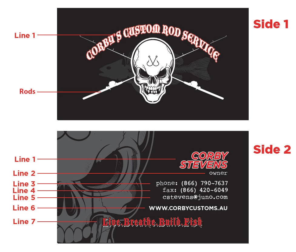 Mud Hole Custom Business Cards: Skull With Crossing Rods Gear 4 Mud Hole Custom Business Cards: Skull With Crossing Rods Gear