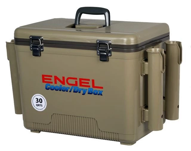 Engel USA Engel 30 Qt. Cooler/Dry Box With Rod Holders - Tan Gear 3 Engel USA Engel 30 Qt. Cooler/Dry Box With Rod Holders - Tan Gear