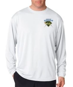 Mud Hole Long-Sleeve Mesh Performance Tee: Largemouth Bass Chasing Lure