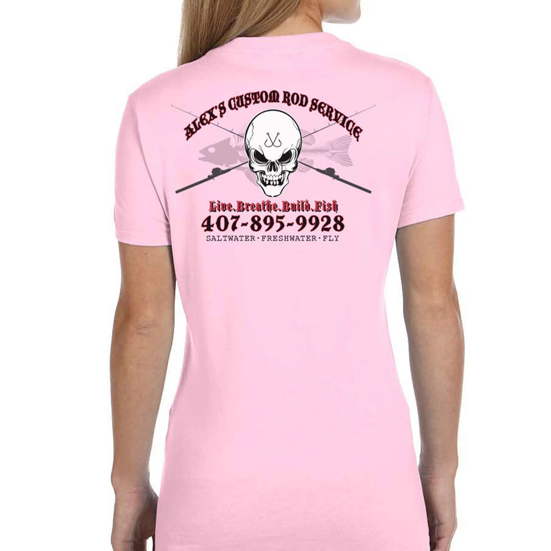 Mud Hole Women's Custom T-Shirt: Skull With Crossing Rods Gear 3 Mud Hole Women's Custom T-Shirt: Skull With Crossing Rods Gear